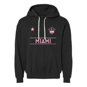 Miami Pink Palm Designer Badge Garment-Dyed Fleece Hoodie