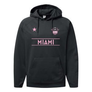 Miami Pink Palm Designer Badge Performance Fleece Hoodie