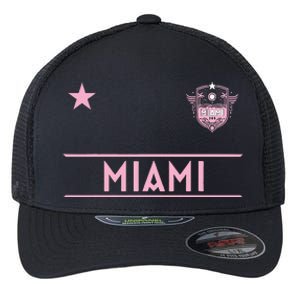 Miami Pink Palm Designer Badge Flexfit Unipanel Trucker Cap