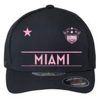 Miami Pink Palm Designer Badge Flexfit Unipanel Trucker Cap