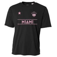 Miami Pink Palm Designer Badge Cooling Performance Crew T-Shirt