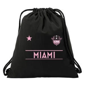 Miami Pink Palm Designer Badge Drawstring Bag