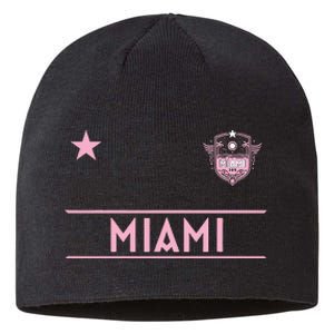 Miami Pink Palm Designer Badge Sustainable Beanie