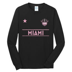 Miami Pink Palm Designer Badge Tall Long Sleeve T-Shirt