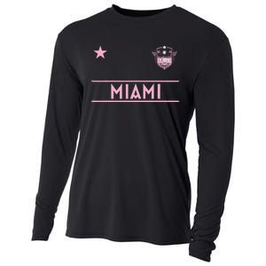 Miami Pink Palm Designer Badge Cooling Performance Long Sleeve Crew