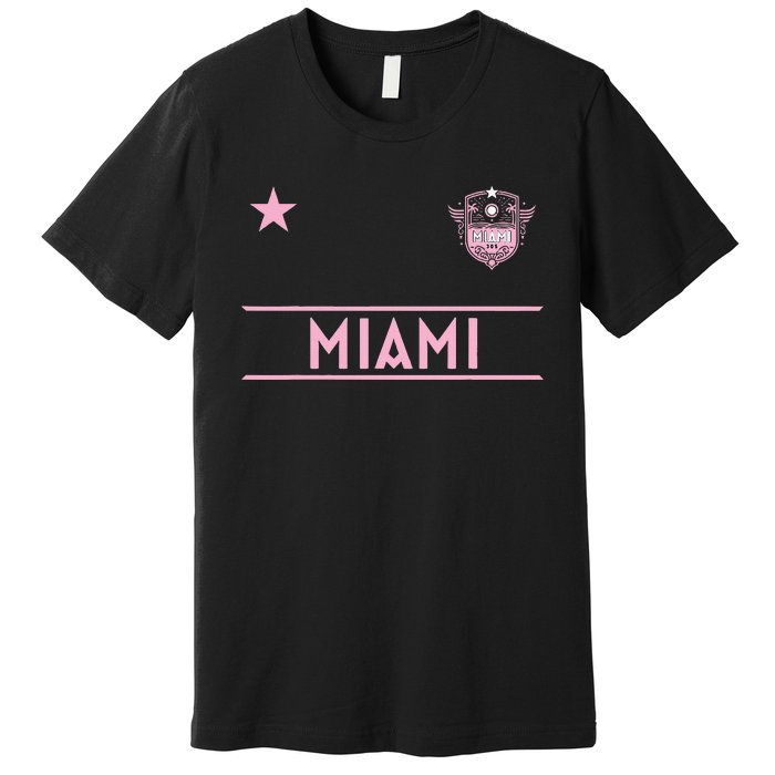 Miami Pink Palm Designer Badge Premium T-Shirt