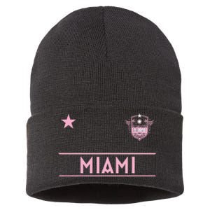 Miami Pink Palm Designer Badge Sustainable Knit Beanie