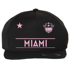 Miami Pink Palm Designer Badge Wool Snapback Cap