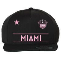 Miami Pink Palm Designer Badge Wool Snapback Cap