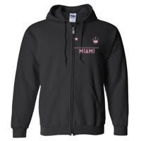 Miami Pink Palm Designer Badge Full Zip Hoodie