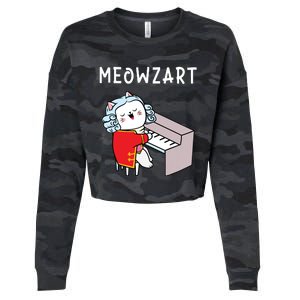 Meowzart Piano Player Pianist Classical Music Lover Cropped Pullover Crew