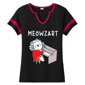 Meowzart Piano Player Pianist Classical Music Lover Ladies Halftime Notch Neck Tee