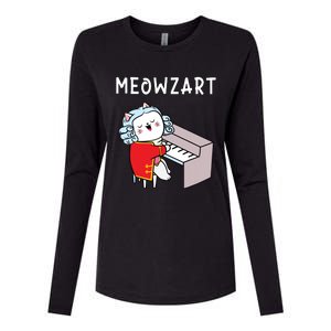 Meowzart Piano Player Pianist Classical Music Lover Womens Cotton Relaxed Long Sleeve T-Shirt