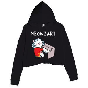 Meowzart Piano Player Pianist Classical Music Lover Crop Fleece Hoodie