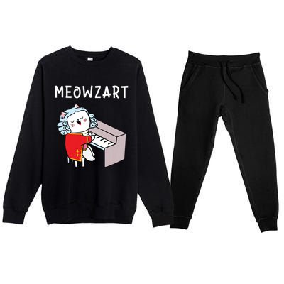 Meowzart Piano Player Pianist Classical Music Lover Premium Crewneck Sweatsuit Set