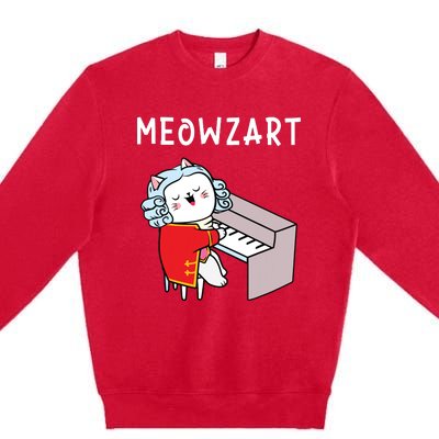 Meowzart Piano Player Pianist Classical Music Lover Premium Crewneck Sweatshirt