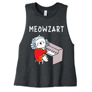 Meowzart Piano Player Pianist Classical Music Lover Women's Racerback Cropped Tank