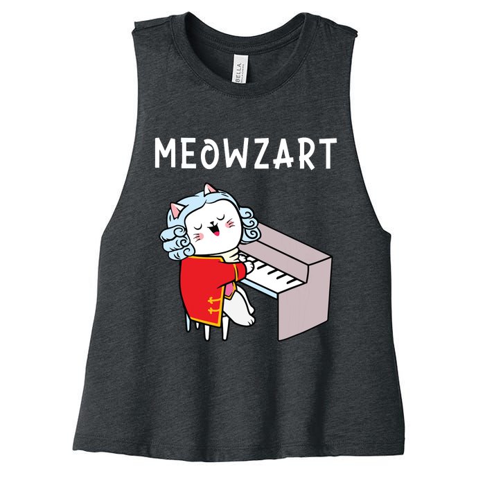 Meowzart Piano Player Pianist Classical Music Lover Women's Racerback Cropped Tank