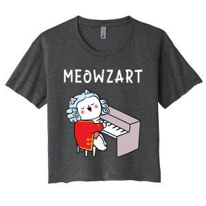 Meowzart Piano Player Pianist Classical Music Lover Women's Crop Top Tee