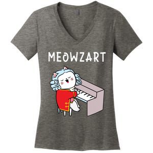 Meowzart Piano Player Pianist Classical Music Lover Women's V-Neck T-Shirt