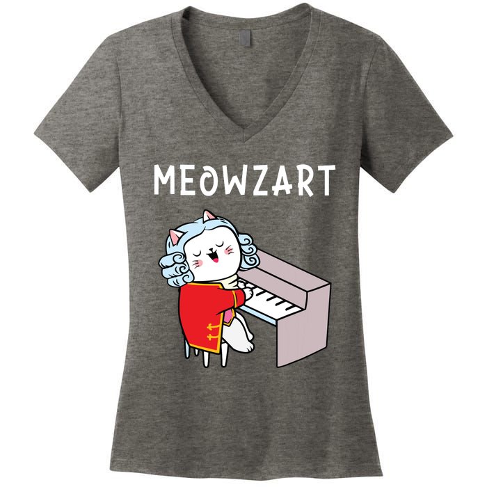 Meowzart Piano Player Pianist Classical Music Lover Women's V-Neck T-Shirt