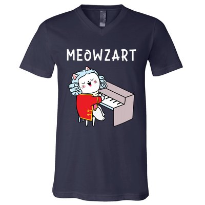 Meowzart Piano Player Pianist Classical Music Lover V-Neck T-Shirt