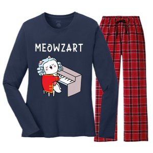 Meowzart Piano Player Pianist Classical Music Lover Women's Long Sleeve Flannel Pajama Set 