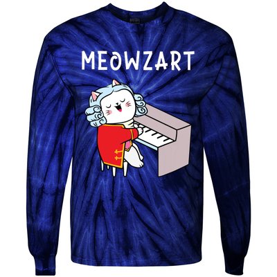 Meowzart Piano Player Pianist Classical Music Lover Tie-Dye Long Sleeve Shirt