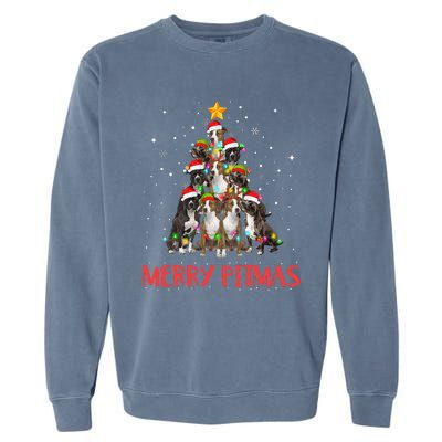 Merry Pitmas Pitbull Dog Ugly Christmas Sweater Tree Dogs Garment-Dyed Sweatshirt