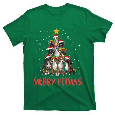 Merry Pitmas Pitbull Dog Ugly Christmas Sweater Tree Dogs T-Shirt