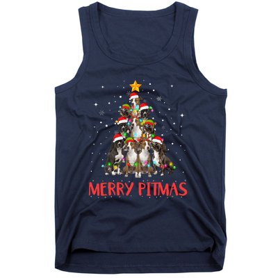 Merry Pitmas Pitbull Dog Ugly Christmas Sweater Tree Dogs Tank Top