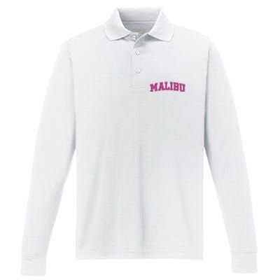 Malibu Pink Retro Performance Long Sleeve Polo