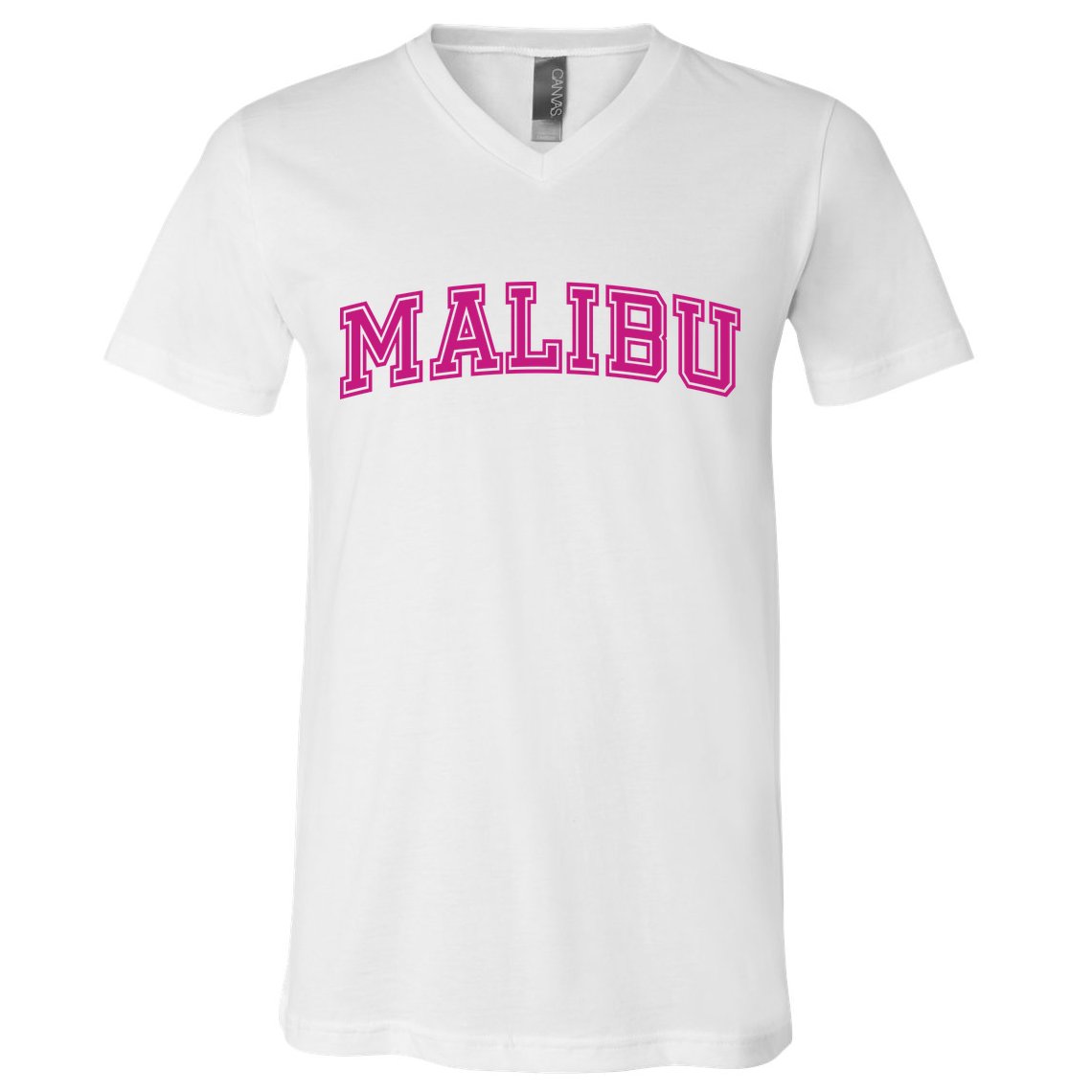 Malibu Pink Retro V-Neck T-Shirt