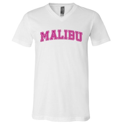 Malibu Pink Retro V-Neck T-Shirt