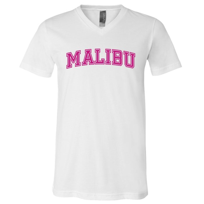 Malibu Pink Retro V-Neck T-Shirt