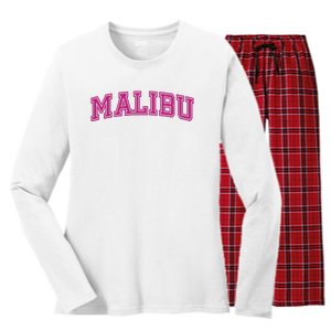 Malibu Pink Retro Women's Long Sleeve Flannel Pajama Set 