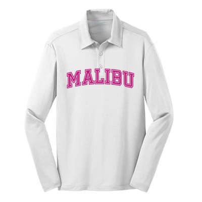 Malibu Pink Retro Silk Touch Performance Long Sleeve Polo