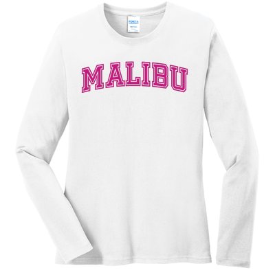 Malibu Pink Retro Ladies Long Sleeve Shirt