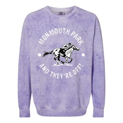 Monmouth Park Racetrack Horse Racing Fan Equestrian Nj Derby Colorblast Crewneck Sweatshirt