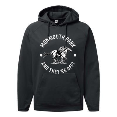 Monmouth Park Racetrack Horse Racing Fan Equestrian Nj Derby Performance Fleece Hoodie