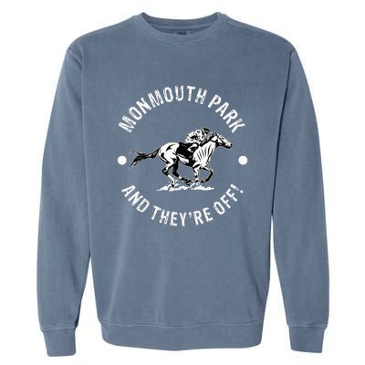 Monmouth Park Racetrack Horse Racing Fan Equestrian Nj Derby Garment-Dyed Sweatshirt