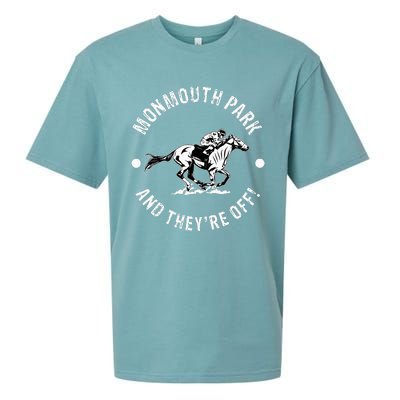 Monmouth Park Racetrack Horse Racing Fan Equestrian Nj Derby Sueded Cloud Jersey T-Shirt