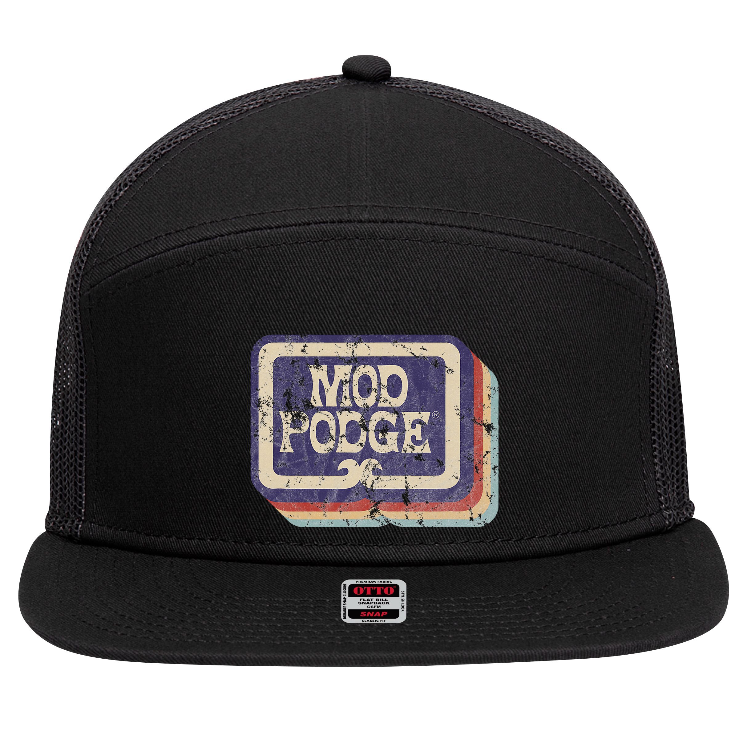 Mod Podge Retro Logo 7 Panel Mesh Trucker Snapback Hat
