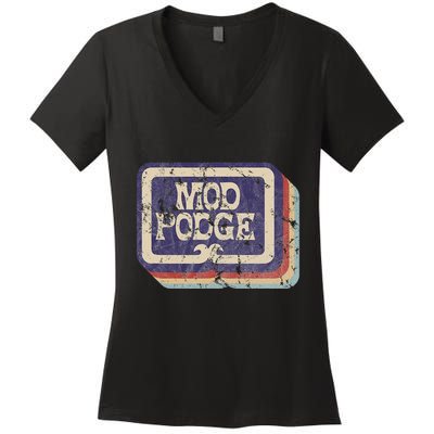 Mod Podge Retro Logo Women's V-Neck T-Shirt