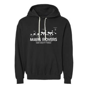 Mars Perseverance Rover Dare Mighty Things Landing Timeline Garment-Dyed Fleece Hoodie