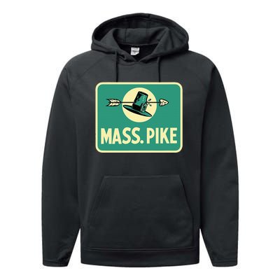 Mass Pike Road Sign Massachusetts Turnpike Route 90 Performance Fleece Hoodie