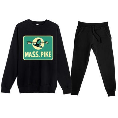 Mass Pike Road Sign Massachusetts Turnpike Route 90 Premium Crewneck Sweatsuit Set