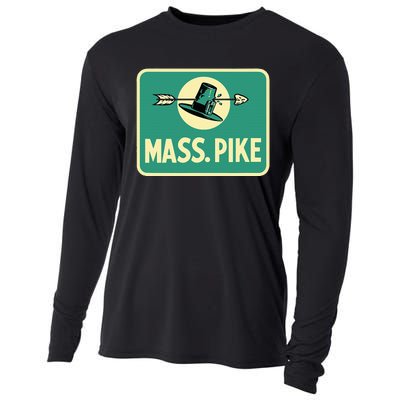 Mass Pike Road Sign Massachusetts Turnpike Route 90 Cooling Performance Long Sleeve Crew