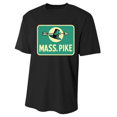 Mass Pike Road Sign Massachusetts Turnpike Route 90 Performance Sprint T-Shirt