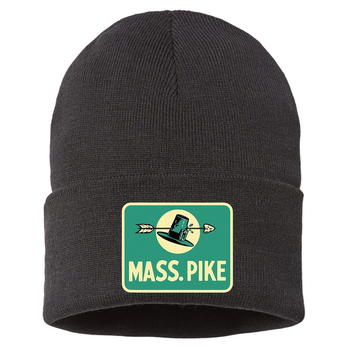 Mass Pike Road Sign Massachusetts Turnpike Route 90 Sustainable Knit Beanie